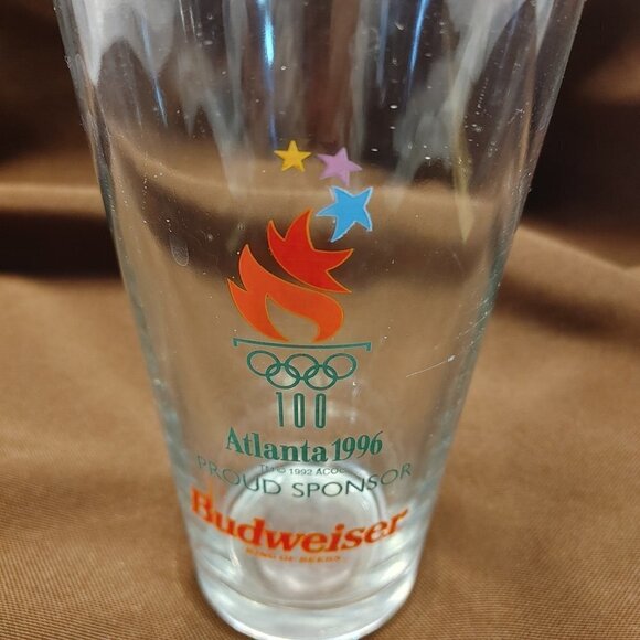 Vintage Atlanta 1996 Olympics Proud Sponsor Budweiser Beer Pint Glass - Picture 2 of 7